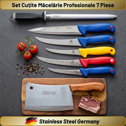 Set Cuțite Măcelărie Profesionale 7 Piese  Stainless Steel  Germany